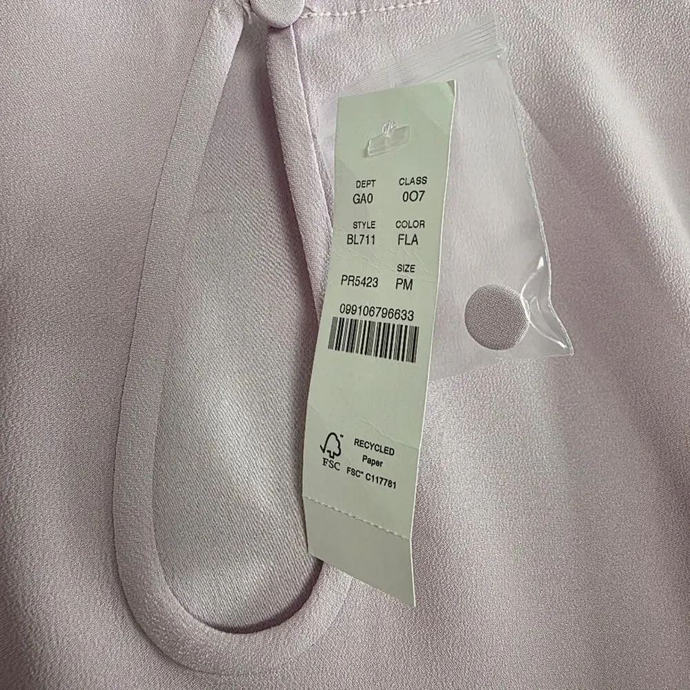 J. Crew Lavender Puff Sleeve Satin Back Crepe Blouse Top Petite Medium NWT